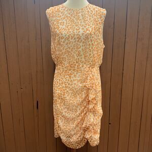 Sam Edelman NWT Anthropologie Soft Leopard Ruffle Det. Sleeveless Dress Size 14